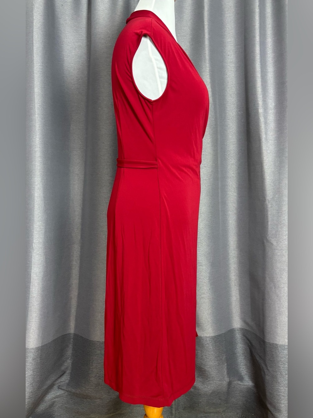 Vintage Y2K BCBGMaxAzria Burgundy Sleeveless Wrap Midi Dress with Side Tie L - Picture 2 of 7